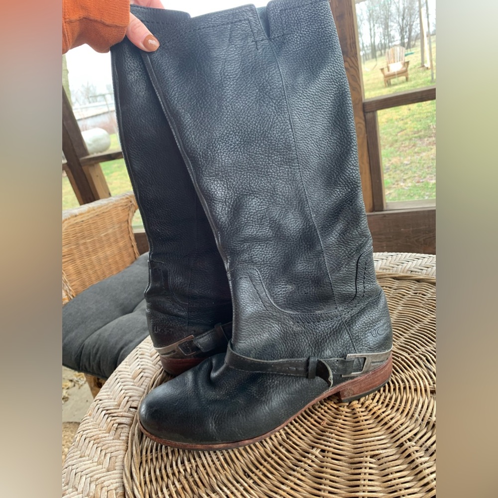 Black leather UGG boots